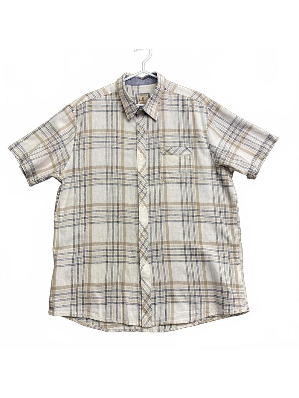 Haggar Heritage Collection Men's Short Sleeve Plaid Button-Up Shirt Size XL